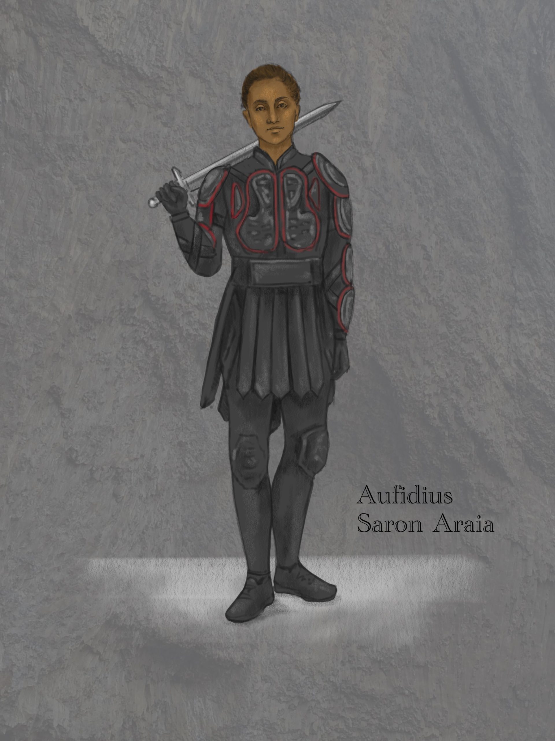 Costume design for Saron Araia as Aufidius